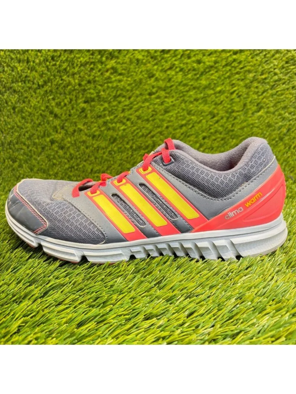 Adidas Climawarm Womens Size 8 Gray Pink Yellow Athletic Running Shoes Sneakers